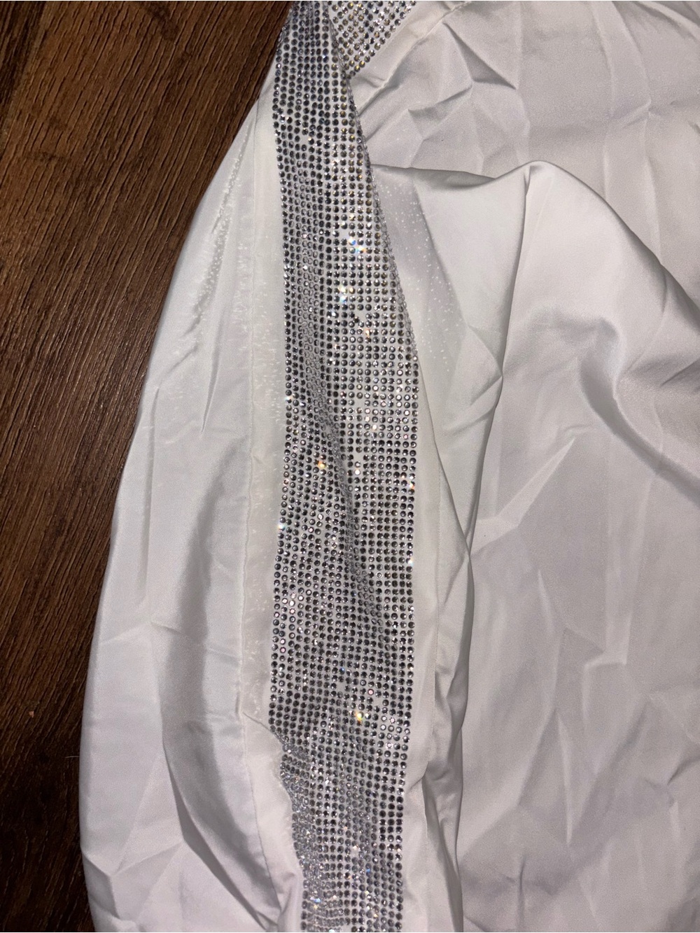 Prada White Rhinestone Nylon Quarter Zip Jacket with Silver Hardware - Picture 9 of 10